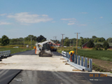 Bridge rail being installed